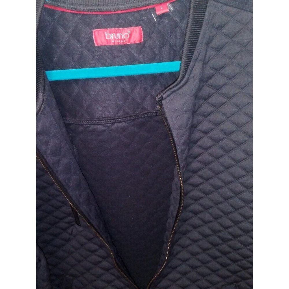 Bruno Milano Mens Jacket Full Zip quilted Sz L Charcoal Color long sleeve soft - Picture 8 of 10